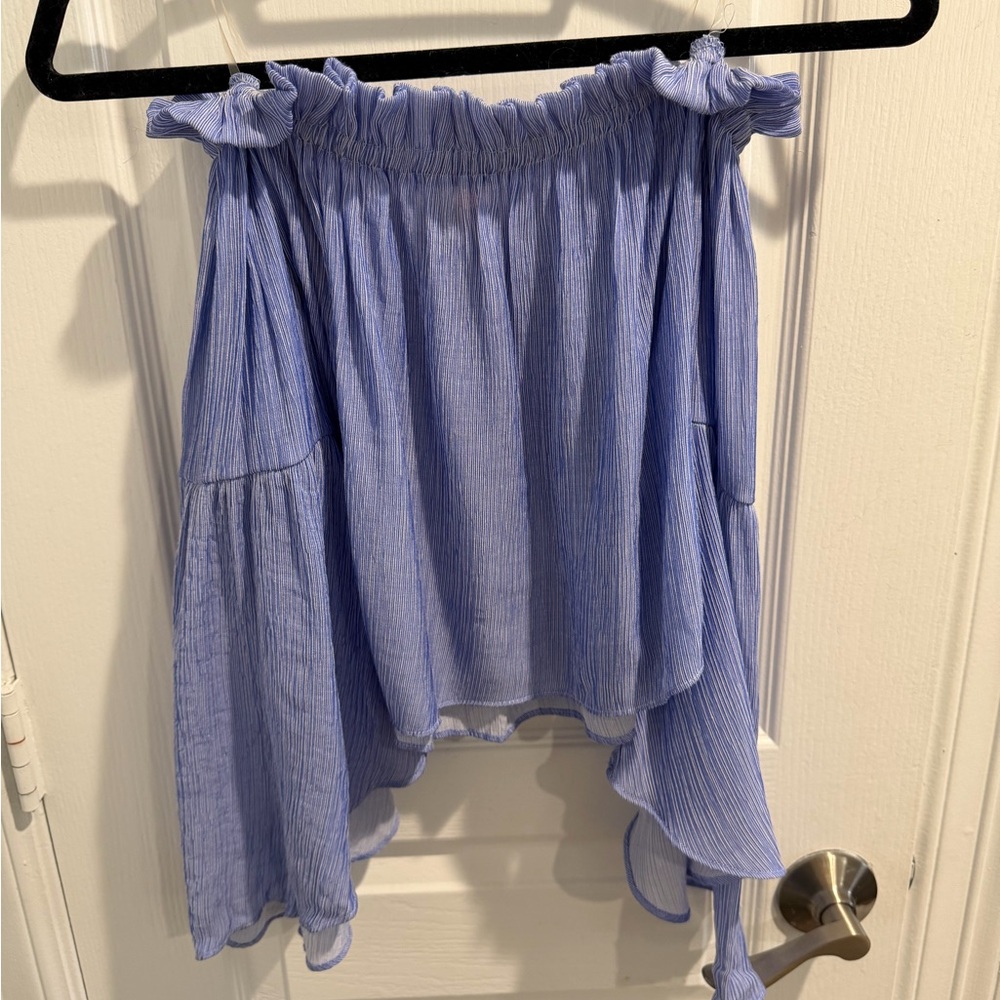 Elegant Blue Off-Shoulder Women's Shirt